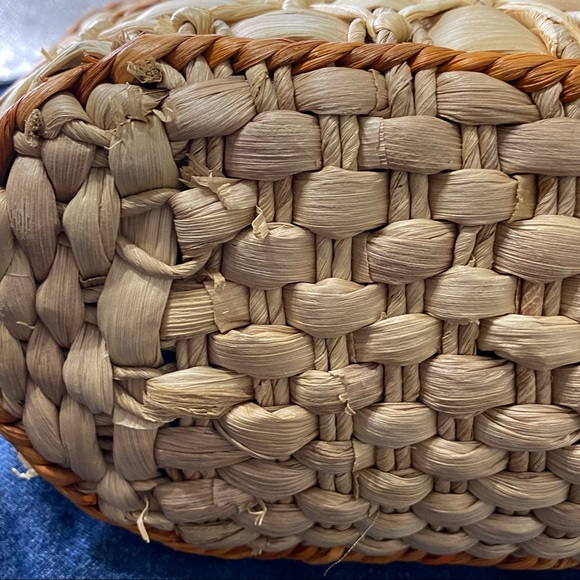 Large Corn Husk Structured Tote Shoulder Bag - Picture 8 of 14